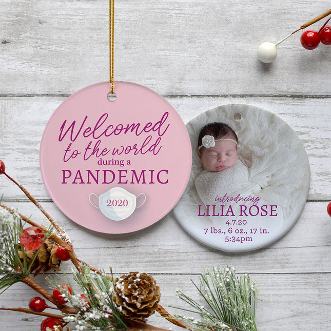 engraved personalized baby girl photo christmas ornament – Christmas ornament, holiday tree decoration or gift