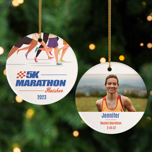 custom personalized 5k photo christmas ornament – Christmas ornament, holiday tree decoration or gift