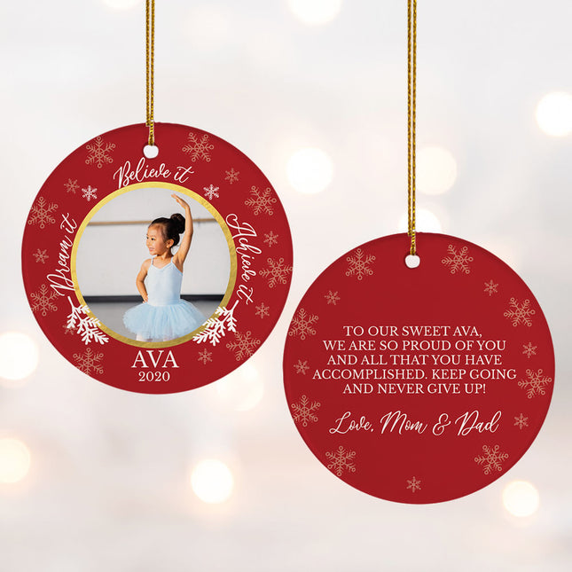 engraved personalized dance ballet dream it - red christmas ornament – Christmas ornament, holiday tree decoration or gift