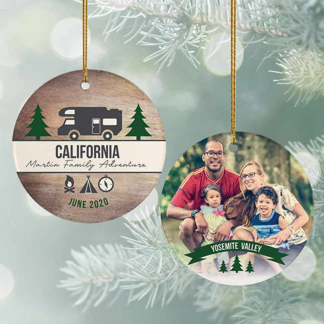 engraved personalized camper travel photo christmas ornament – Christmas ornament, holiday tree decoration or gift