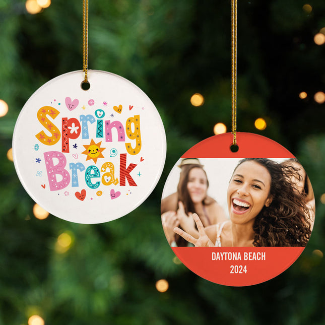 engraved personalized spring break photo christmas ornament – Christmas ornament, holiday tree decoration or gift