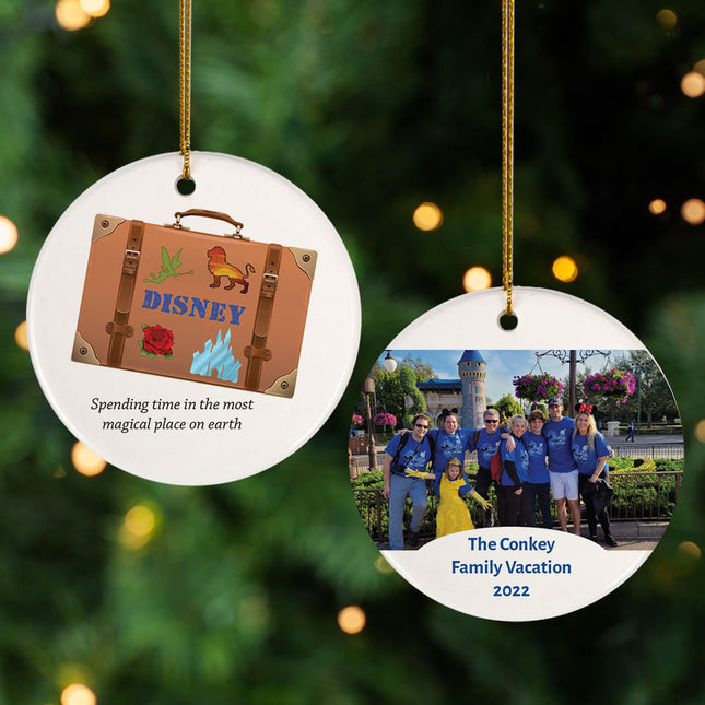 custom personalized magical themepark vacation photo christmas ornament – Christmas ornament, holiday tree decoration or gift
