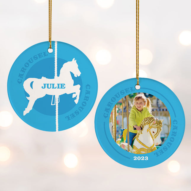 keepsake personalized carousel photo christmas ornament – Christmas ornament, holiday tree decoration or gift