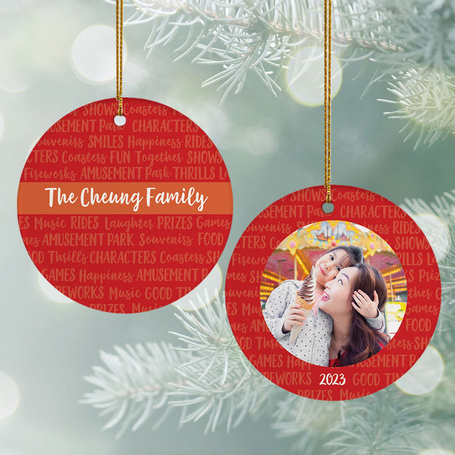 holiday personalized amusement park photo christmas ornament – Christmas ornament, holiday tree decoration or gift