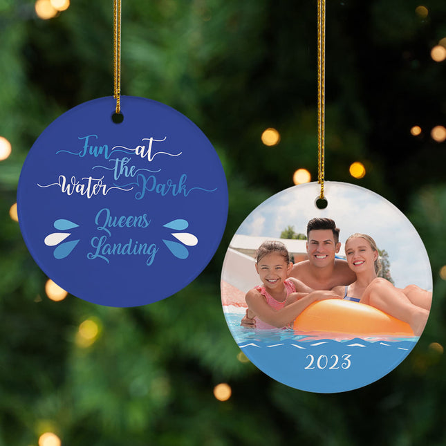 custom personalized water park photo christmas ornament – Christmas ornament, holiday tree decoration or gift