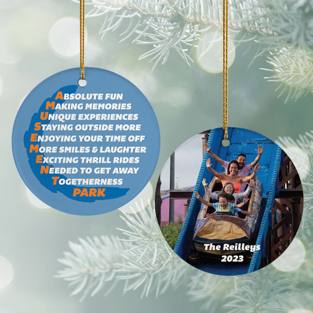 holiday personalized amusement park memories photo christmas ornament – Christmas ornament, holiday tree decoration or gift