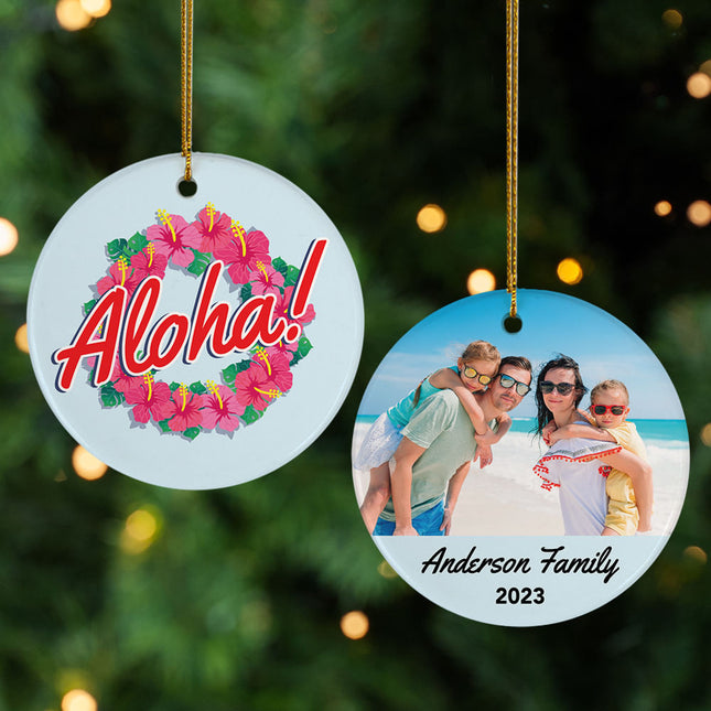custom personalized aloha photo christmas ornament – Christmas ornament, holiday tree decoration or gift