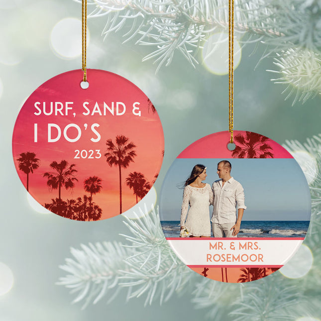 keepsake personalized beach wedding christmas ornament – Christmas ornament, holiday tree decoration or gift