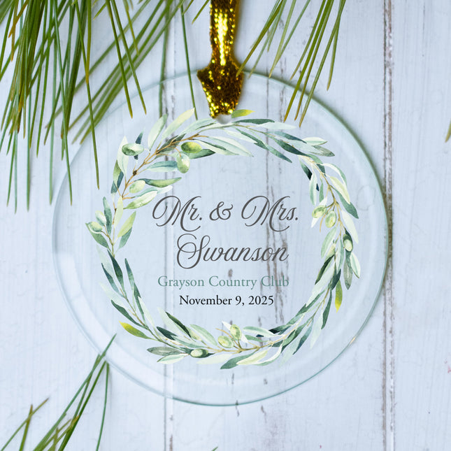 keepsake personalized botanical wedding christmas ornament – Christmas ornament, holiday tree decoration or gift