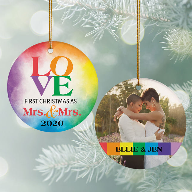 personalized personalized mrs & mrs wedding christmas ornament – Christmas ornament, holiday tree decoration or gift