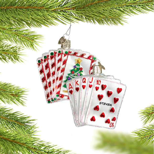 custom personalized royal flush poker hand christmas ornament – Christmas ornament, holiday tree decoration or gift