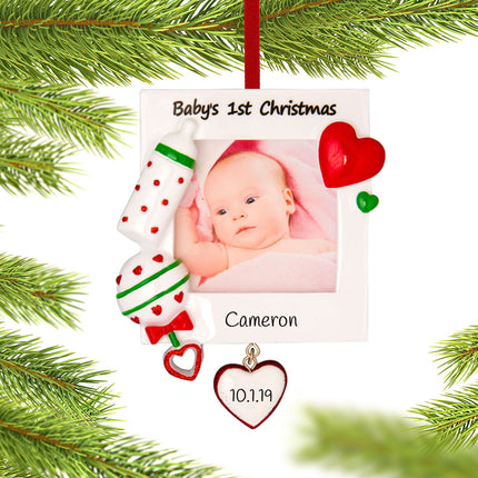 engraved personalized baby's first christmas picture frame ornament christmas ornament – Christmas ornament, holiday tree dec