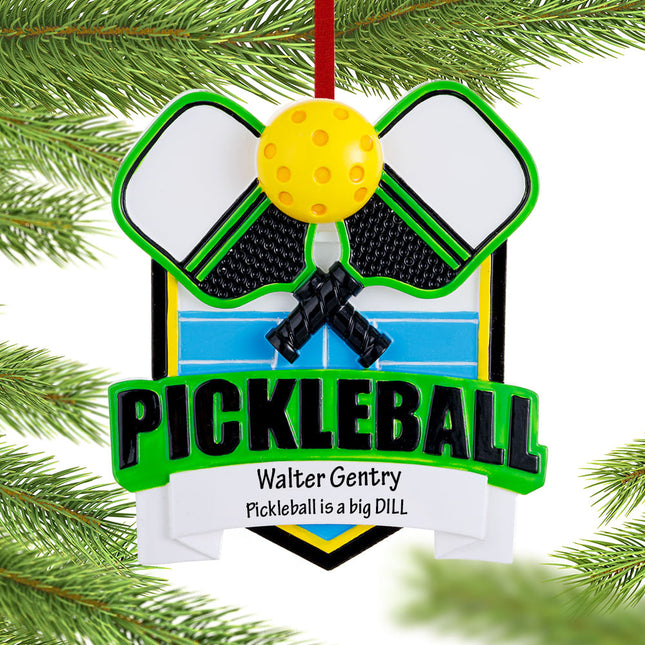 engraved personalized pickleball racket and ball christmas ornament – Christmas ornament, holiday tree decoration or gift