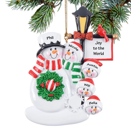 Personalized Lamppost Family Of 2, 3, 4, 5, 6 Ornament