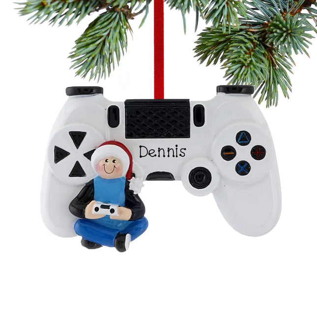 holiday personalized gamer with video game controller christmas ornament – Christmas ornament, holiday tree decoration or gif