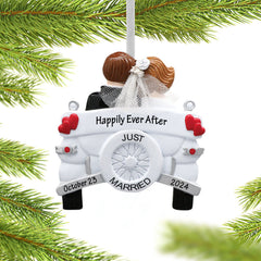 decorative personalized vintage wedding car christmas ornament – Christmas ornament, holiday tree decoration or gift