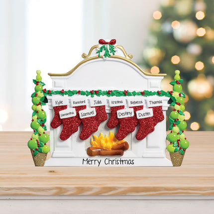 decorative personalized mantel with 7 stockings tabletop christmas ornament – Christmas ornament, holiday tree decoration or