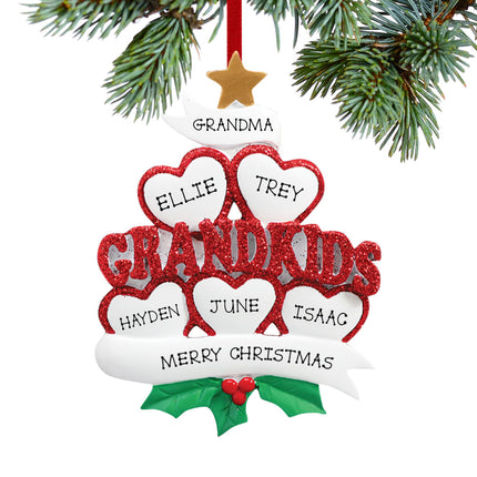 personalized personalized grandkids hearts 5 christmas ornament – Christmas ornament, holiday tree decoration or gift