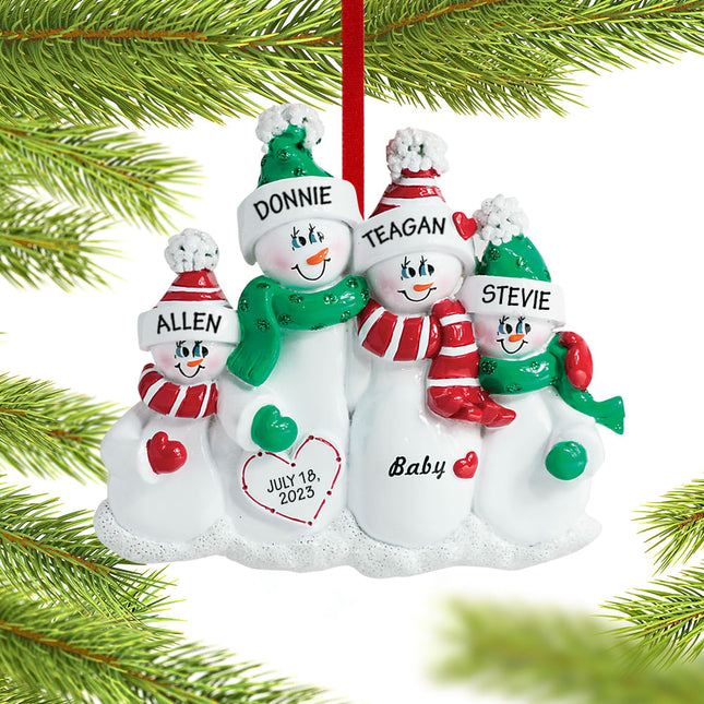 keepsake personalized pregnant snowman family of 4 christmas ornament – Christmas ornament, holiday tree decoration or gift