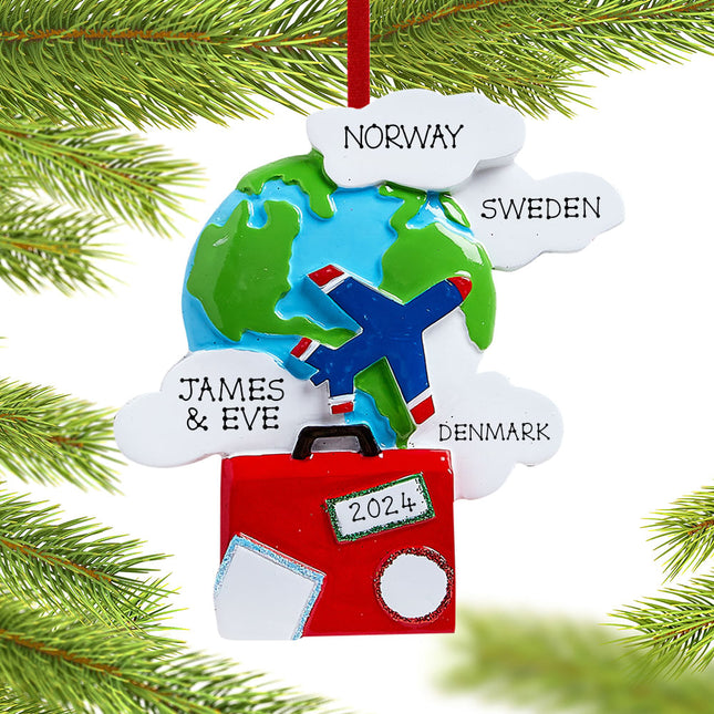 keepsake personalized world travelers christmas ornament – Christmas ornament, holiday tree decoration or gift