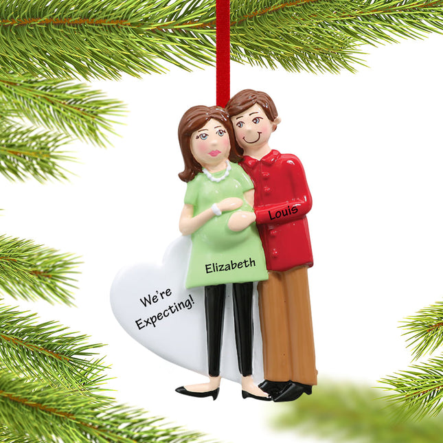 custom personalized pregnancy couple christmas ornament – Christmas ornament, holiday tree decoration or gift