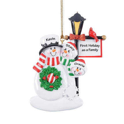 Personalized Lamppost Family Of 2, 3, 4, 5, 6 Ornament