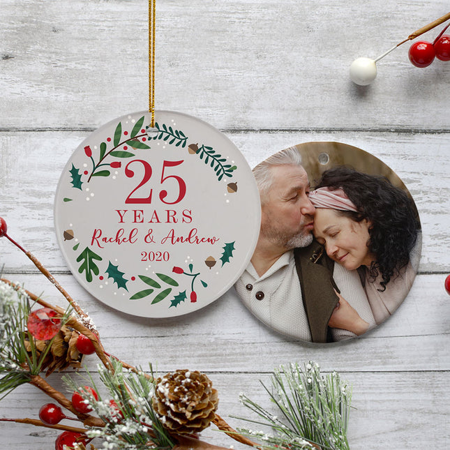 personalized personalized anniversary wreath christmas ornament – Christmas ornament, holiday tree decoration or gift