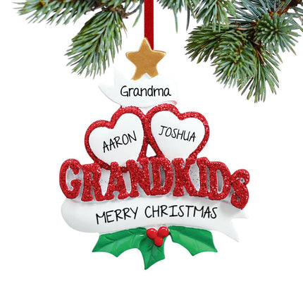 Grandkids Hearts Personalized Ornament 2, 4, 5, 6 or 7 Kids
