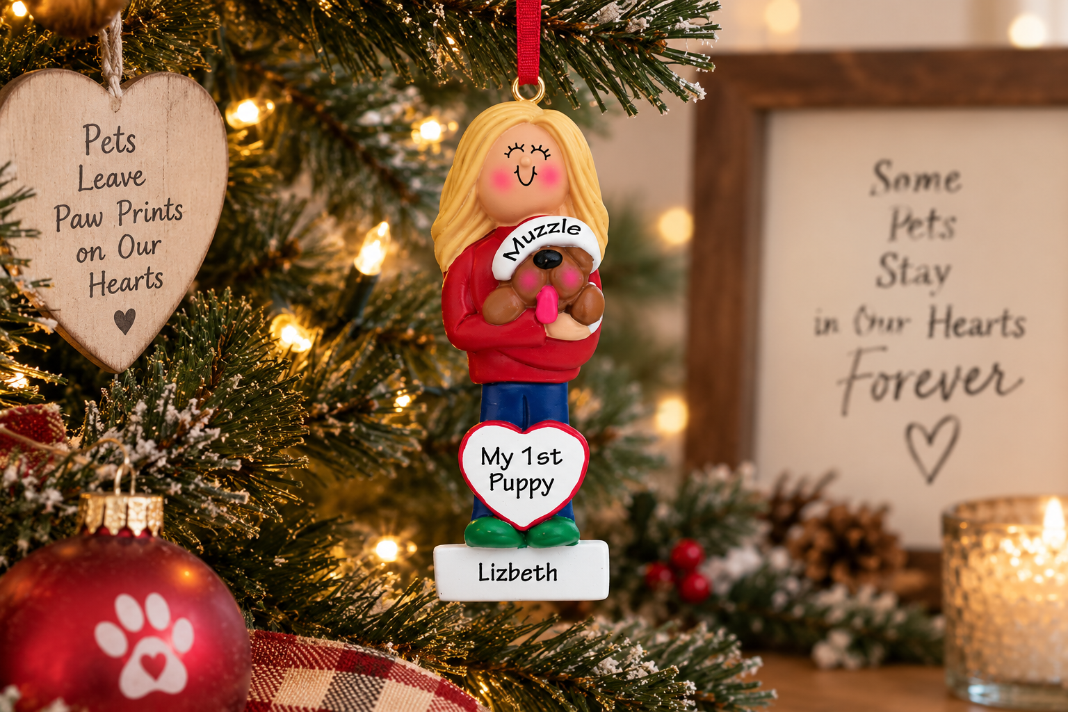 Personalized pet memorial ornament honoring a beloved pet