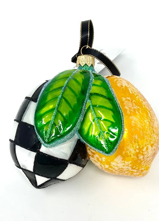 Harlequin Lemons BK Holiday Polish Glass Christmas Ornament designed by Kenzies of London and by Personalized Ornamentshop