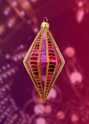 Ridged Diamond Holiday Polish Glass Christmas Ornament E designed by Kenzies of London and by Personalized Ornamentshop