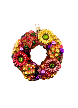 Floral Wreath Holiday Polish Glass Christmas Ornament designed by Kenzies of London and by Personalized Ornamentshop