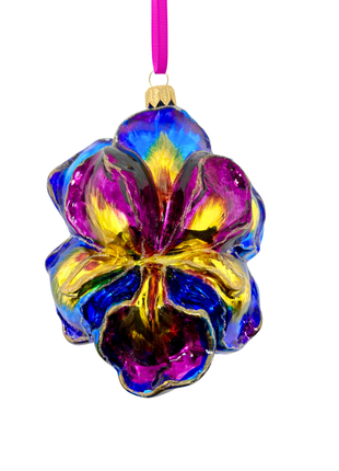 Purple Blue Iris Holiday Polish Glass Christmas Ornament  designed by Kenzies of London and by Personalized Ornamentshop