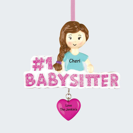 #1 Babysitter Pink Heart Ornament created by ORNAMENT SHOP