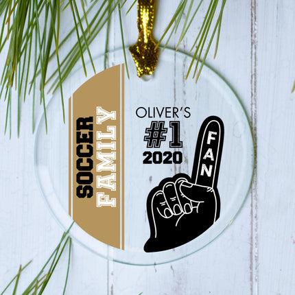 #1 Sports Fan Soccer Personalized Glass Round Ornament - COLOR - Light Blue created by ORNAMENT SHOP