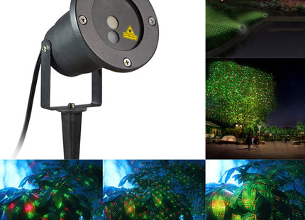 Red & Green Christmas Laser Light Projector - Indoor/Outdoor with Timer