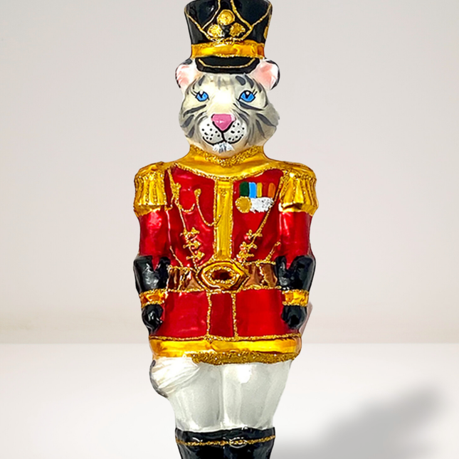 KRG White Tiger Body Polish Glass Ornament