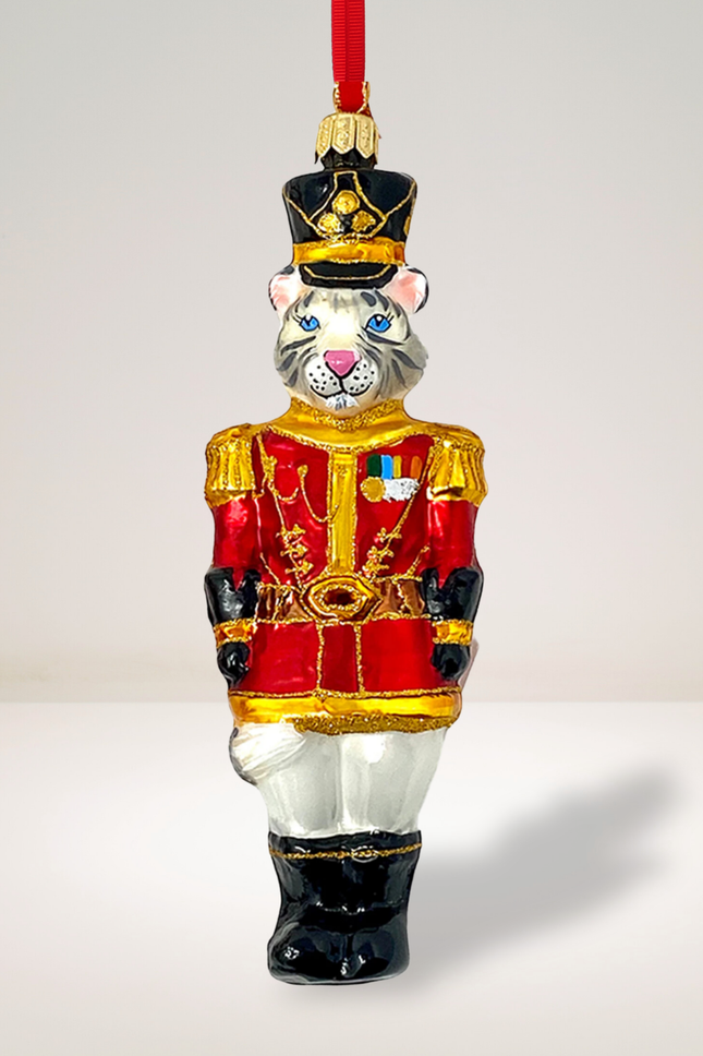 KRG White Tiger Body Polish Glass Ornament