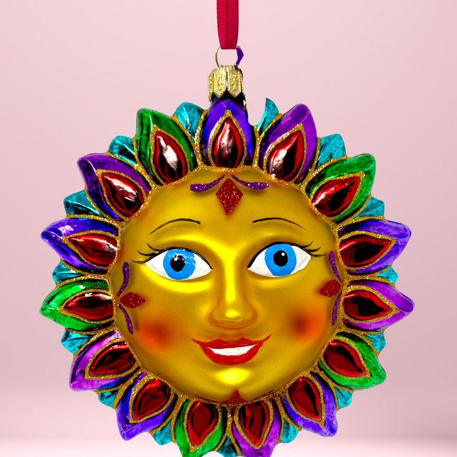 Sedona Red Sun Glass Ornament (R)