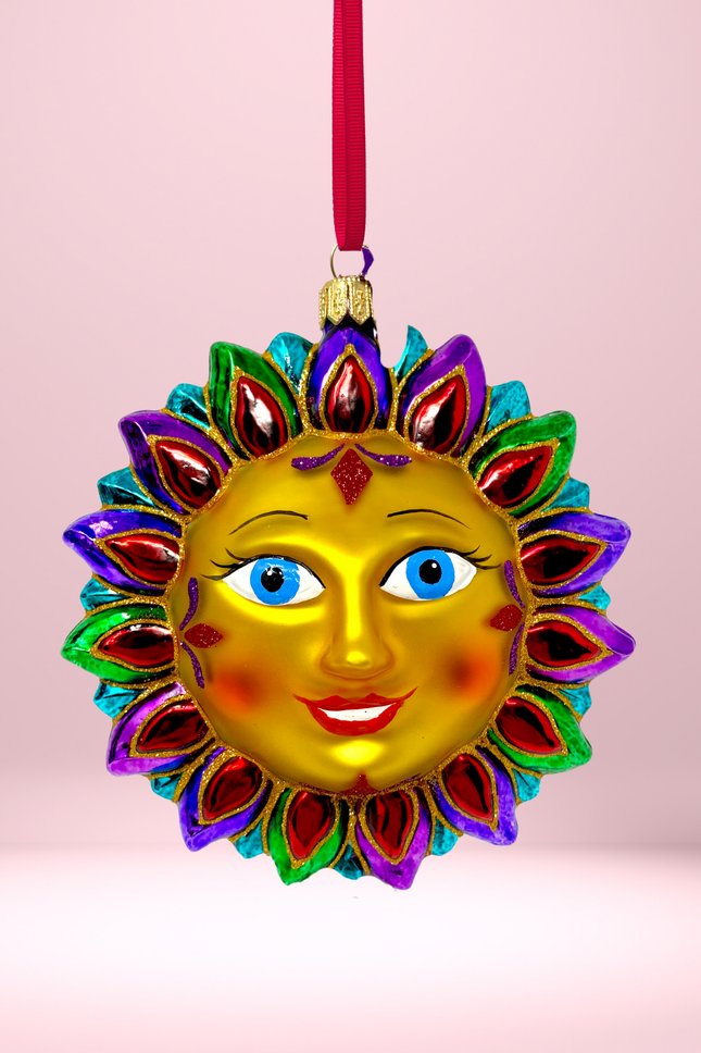 Sedona Red Sun Glass Ornament (R)