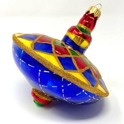 Spinning Top Hand-Painted Glass Ornament