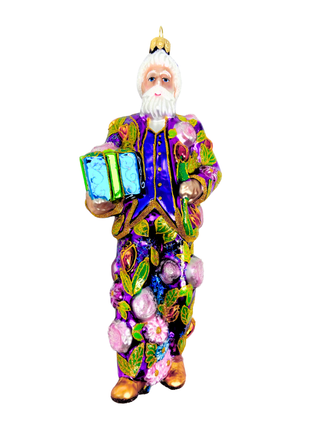 Purple Flower Santa Claus Polish Glass Christmas Ornament designed by Kenzies of London and by Personalized Ornamentshop