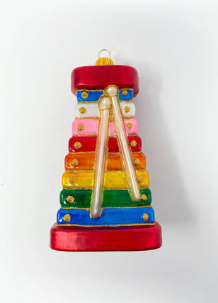 Retro Xylophone Holiday Polish Glass Christmas Ornament designed by Kenzies of London and by Personalized Ornamentshop