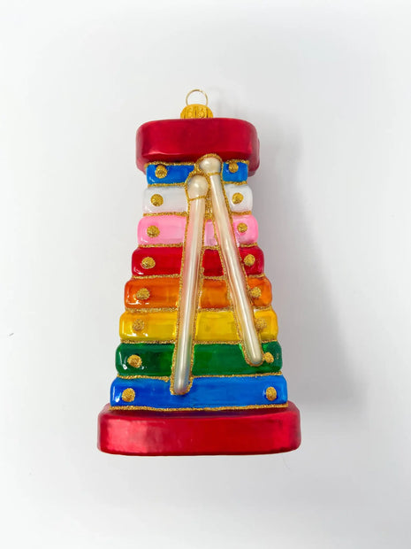 Retro Xylophone Holiday Polish Glass Christmas Ornament designed by Kenzies of London and by Personalized Ornamentshop