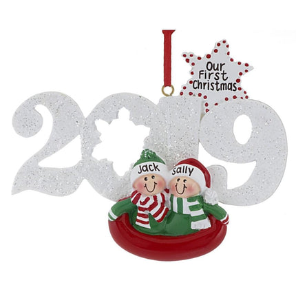 2019 Couple in a Sled Ornament created by RUDOLPH AND ME and designed by Ornament Shop