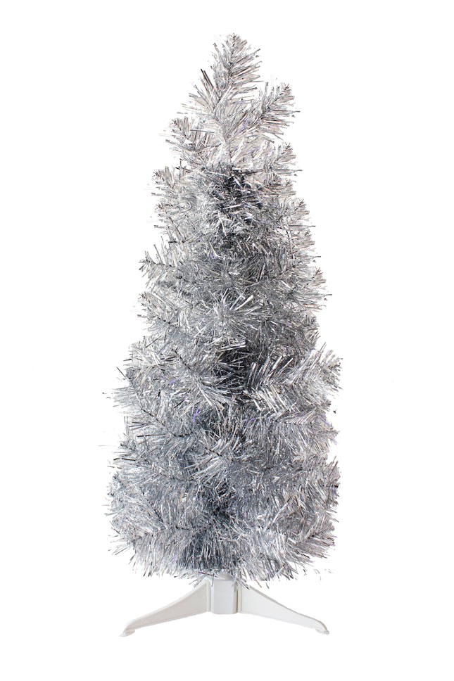 2' Silver Tabletop Pencil Tree with Plastic Stand, 93 Tips, Dia 12"