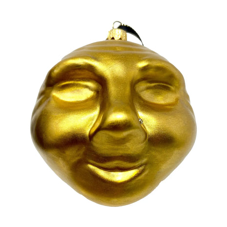 Moon Face Gold Holiday Polish Glass Christmas Ornament designed by Kenzies of London and by Personalized Ornamentshop