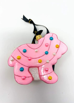 Frosted Cookie Lion (Pink) Polish Glass Christmas Ornament designed by Kenzies of London and by Personalized Ornamentshop