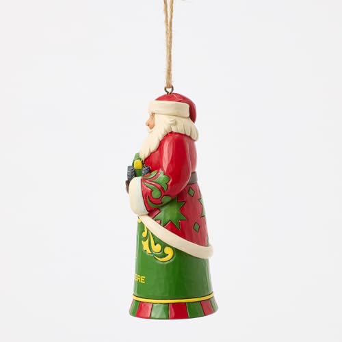 Santa Holding John Deere Tractor Custom Ornament