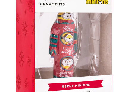Personalized Minions ugly Christmas sweater ornament with custom year.